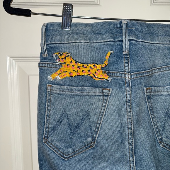 MOTHER High Rise Denim with Leopard Accent - Picture 6 of 9